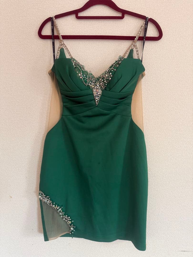 エンジェルアール グリーン ビーズ装飾 ドレス M