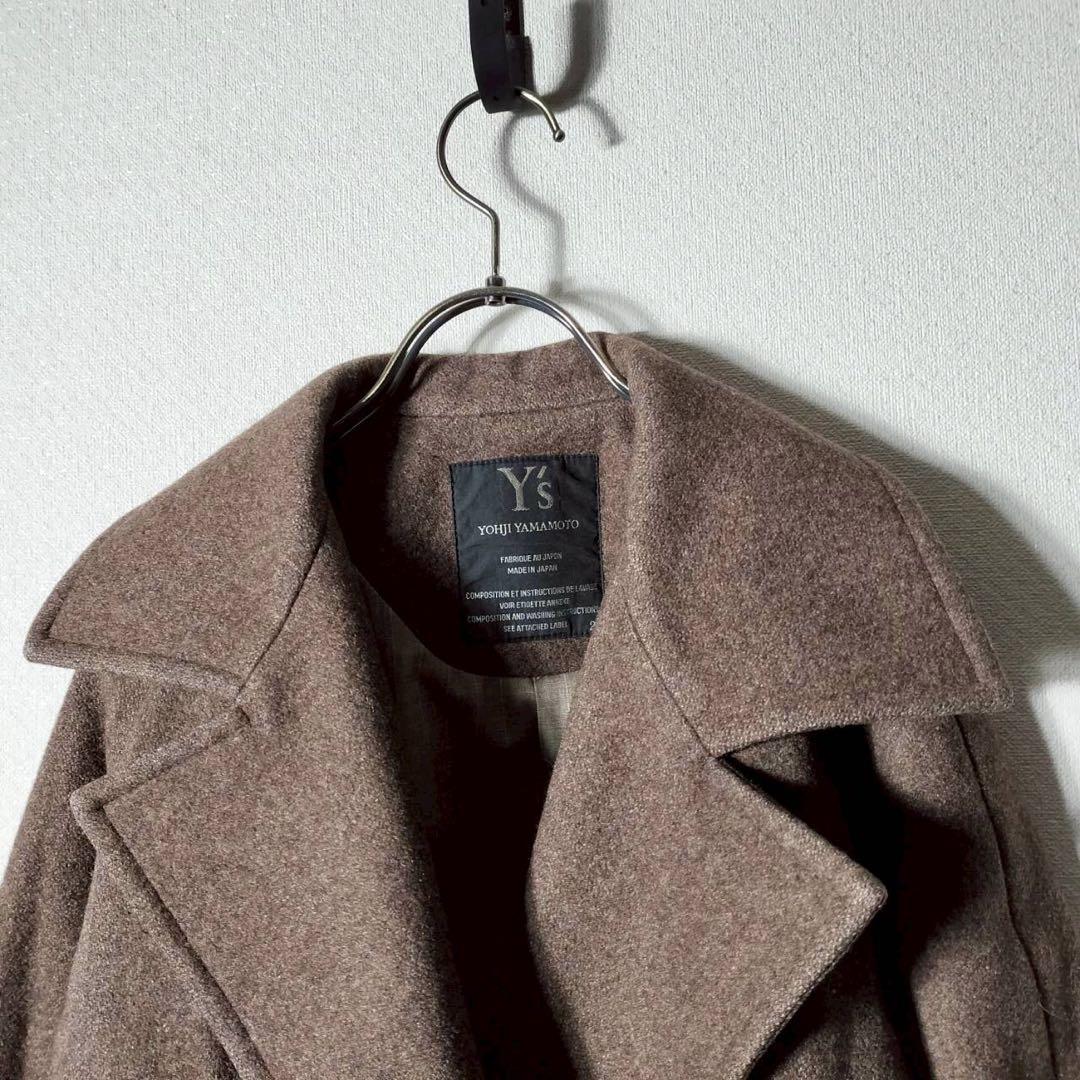 ワイズ Y's ヨウジヤマモト 女優襟Pコート ハーフコート 裁ち切り ウール