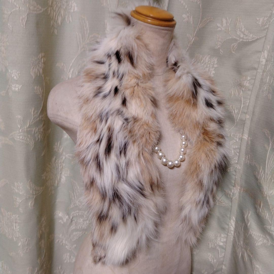 美品✩リンクス✩ファーマフラー✩柔らか✩ふわふわ✩付け襟に✩留め具無し