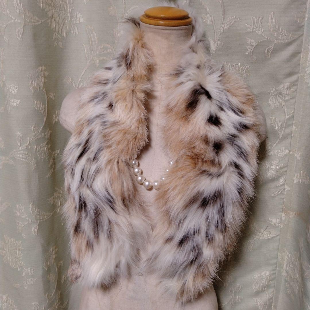 美品✩リンクス✩ファーマフラー✩柔らか✩ふわふわ✩付け襟に✩留め具無し