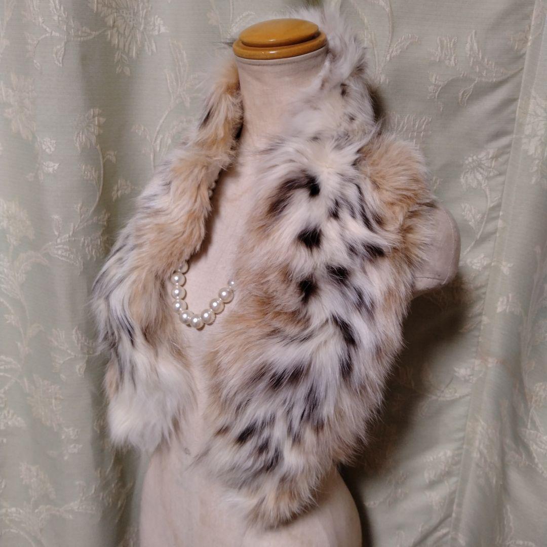 美品✩リンクス✩ファーマフラー✩柔らか✩ふわふわ✩付け襟に✩留め具無し