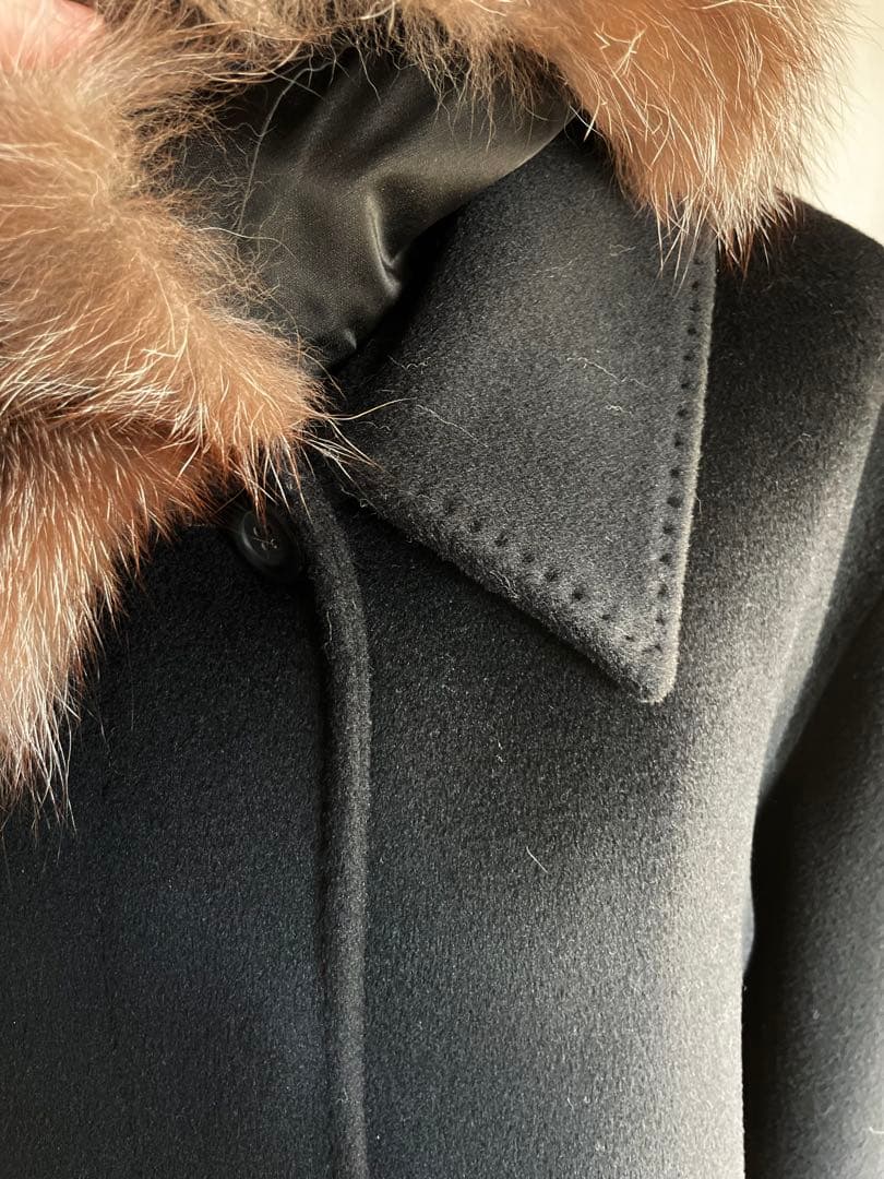 マリナリナルディ/イタリア製ファー付きバージンウールカシミヤロングコート/3L