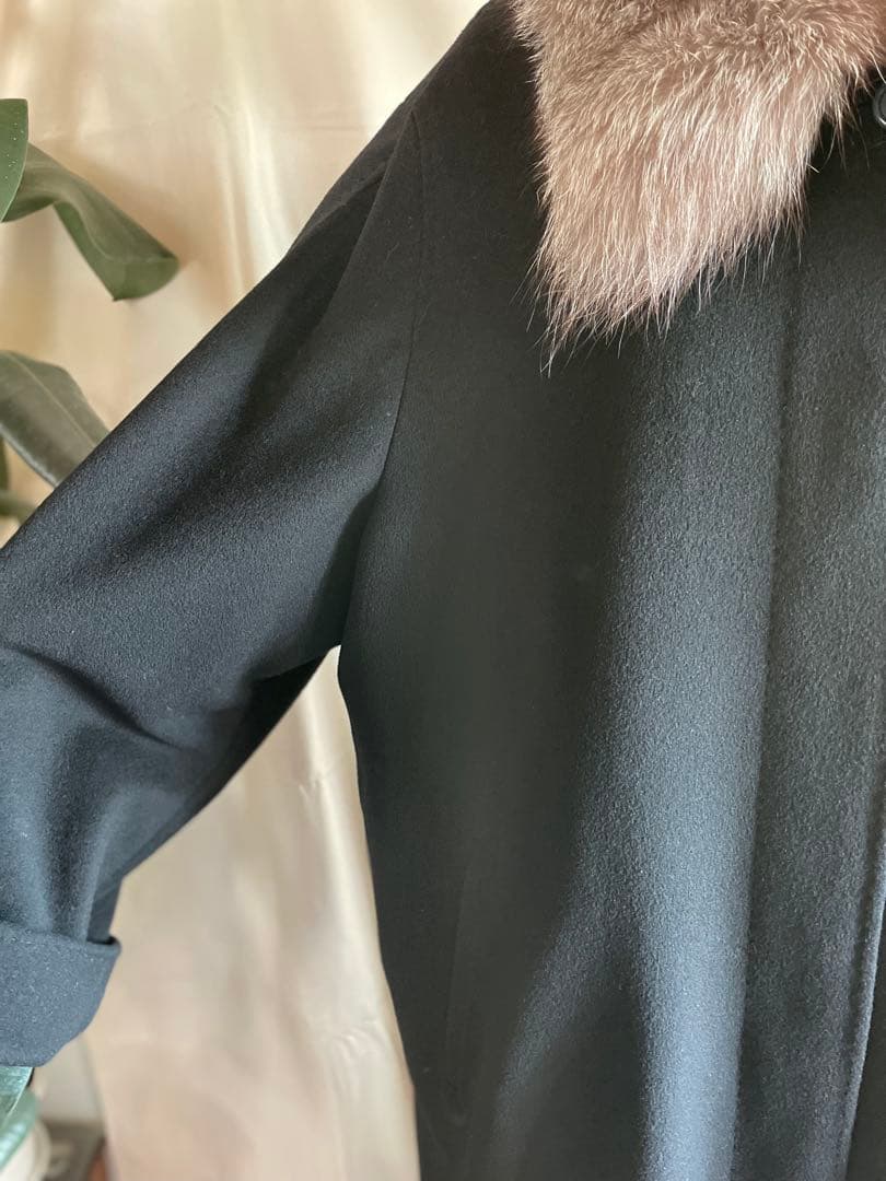 マリナリナルディ/イタリア製ファー付きバージンウールカシミヤロングコート/3L