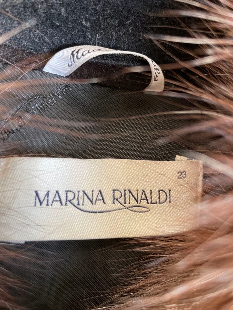 マリナリナルディ/イタリア製ファー付きバージンウールカシミヤロングコート/3L