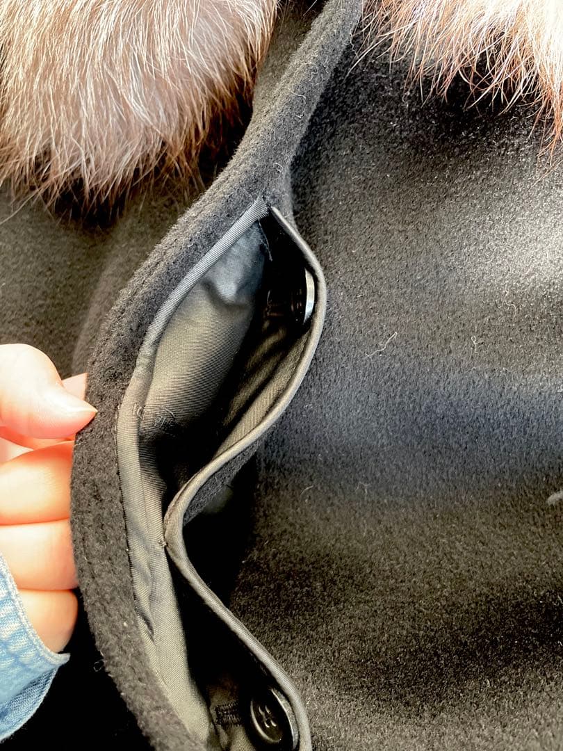 マリナリナルディ/イタリア製ファー付きバージンウールカシミヤロングコート/3L