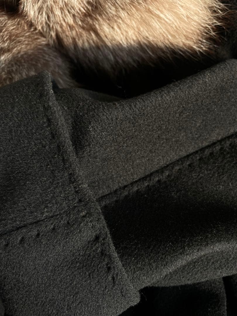 マリナリナルディ/イタリア製ファー付きバージンウールカシミヤロングコート/3L