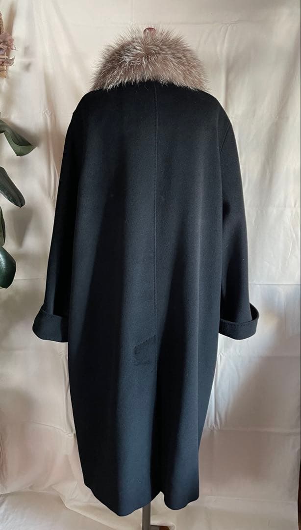 マリナリナルディ/イタリア製ファー付きバージンウールカシミヤロングコート/3L