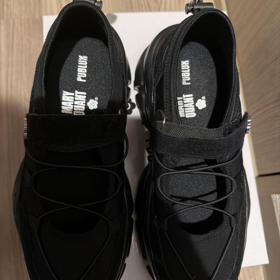 MARY QUANT× PUBLUX ブラック クロスコードスニーカー