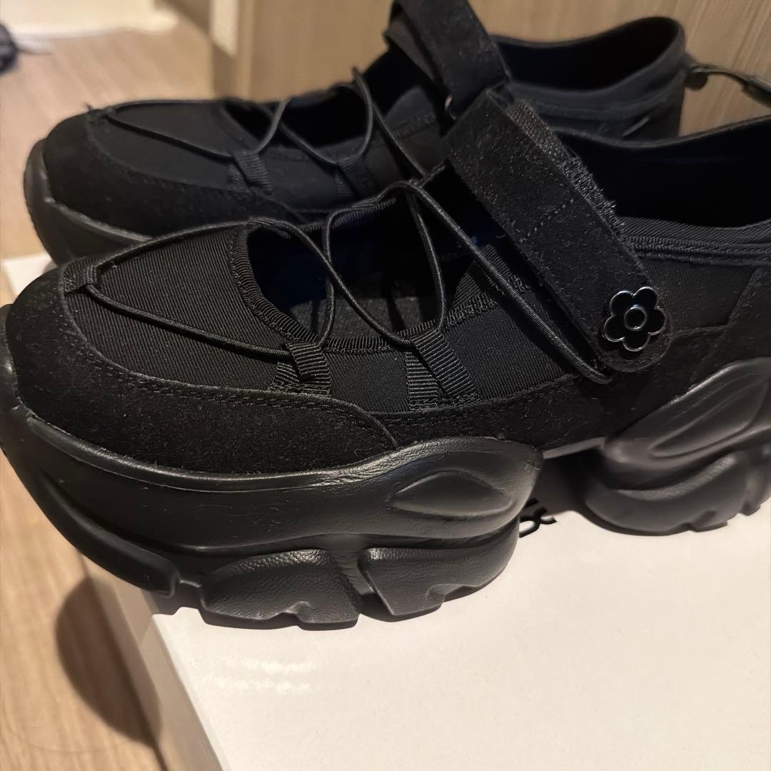 MARY QUANT× PUBLUX ブラック クロスコードスニーカー