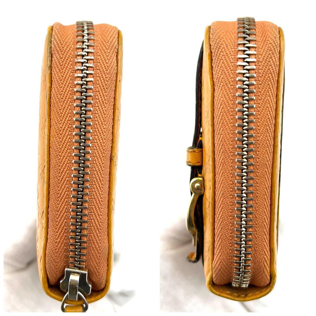 GUCCI　イエロー　GG柄　シマレザー　ホースビット　ラウンドファスナー