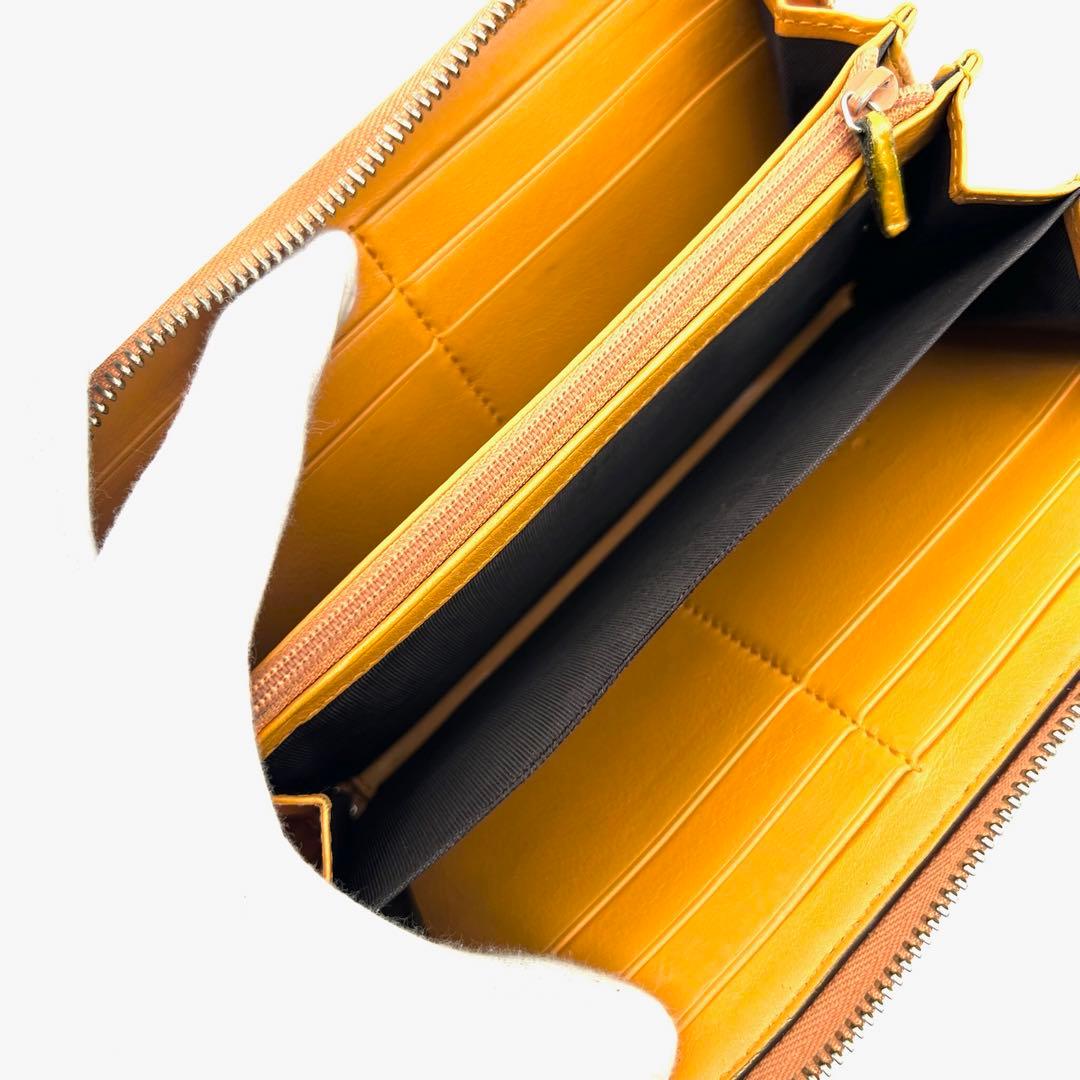 GUCCI　イエロー　GG柄　シマレザー　ホースビット　ラウンドファスナー