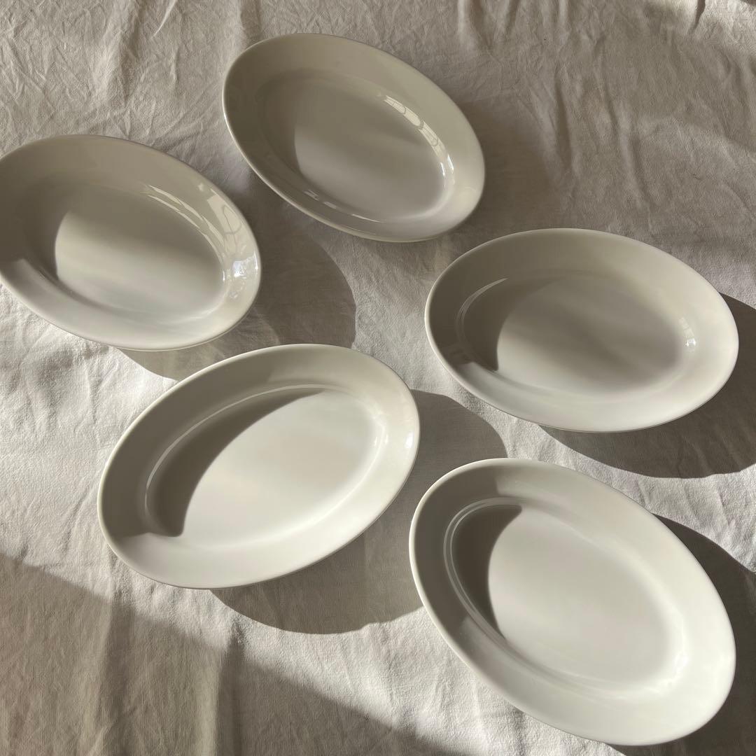 Saturnia オーバルホワイト皿 5枚セット 28cm