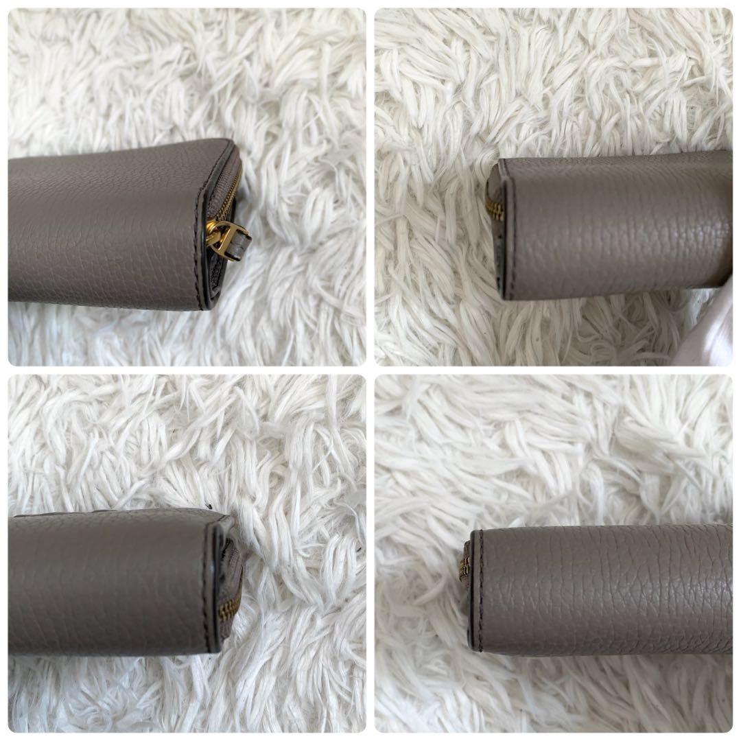 極美品✨トリーバーチ 折り財布 テア ロゴ レザー ジップ ケース グレー