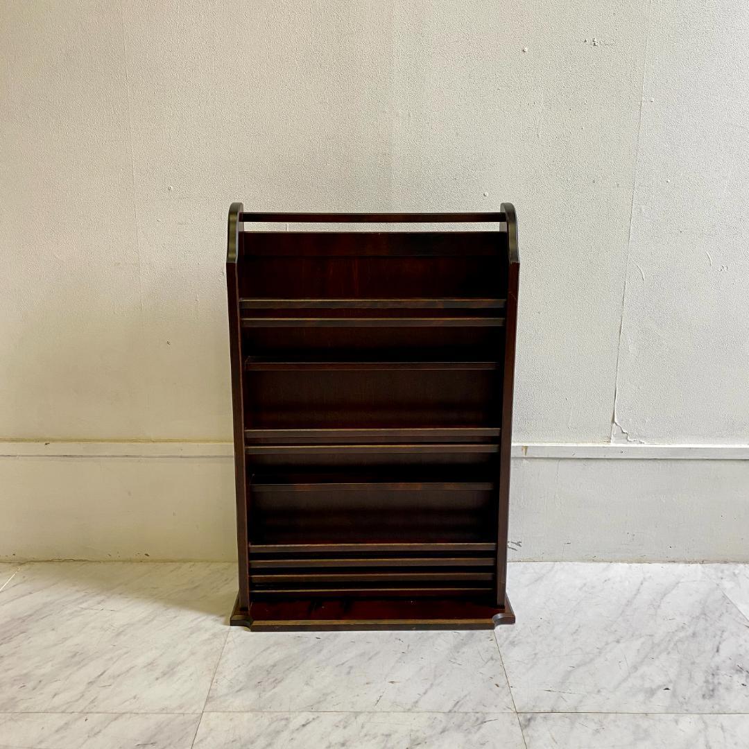 北海道民芸家具 木製ダークブラウンマガジンラック ラック 美品