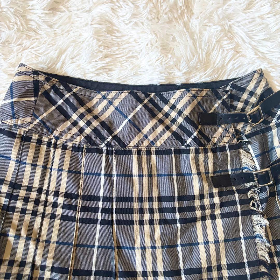 BURBERRY BLUE LABEL 2連 ベルト付 プリーツスカート