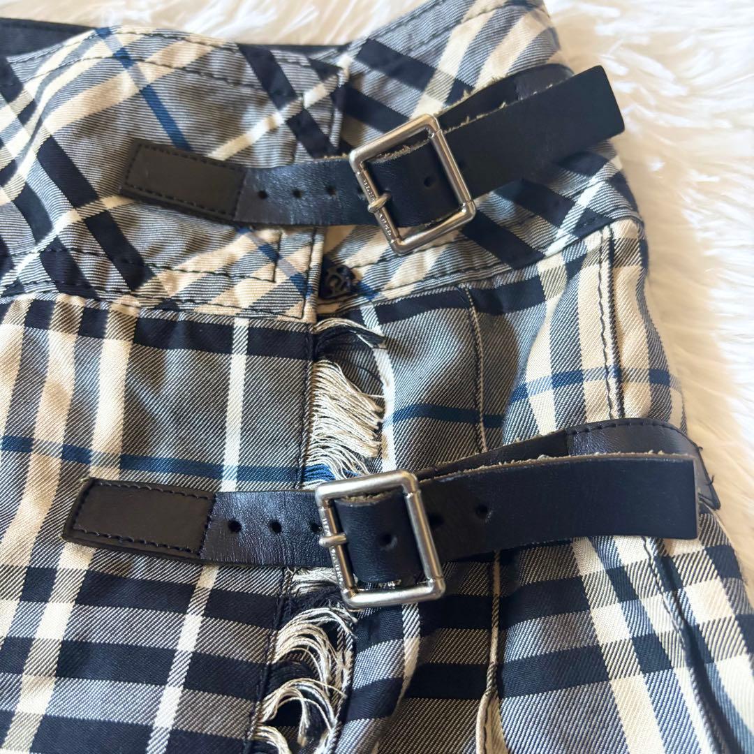BURBERRY BLUE LABEL 2連 ベルト付 プリーツスカート