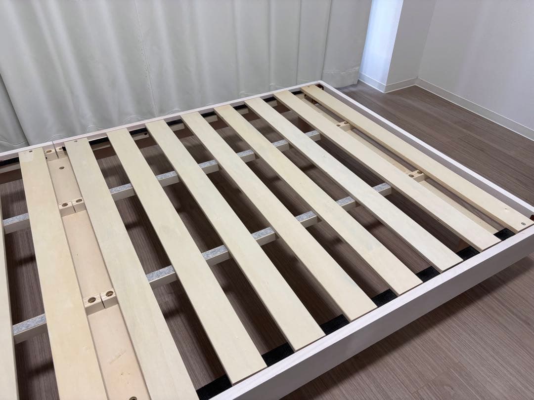 【 送料込 】 木製 シングル ベッド / ホワイトウォッシュ すのこ 高さ調節