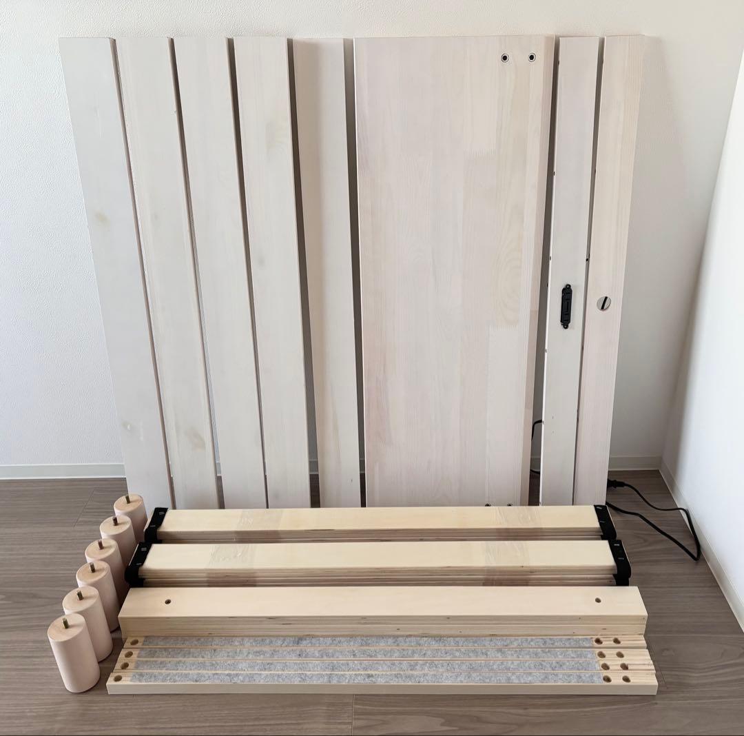 【 送料込 】 木製 シングル ベッド / ホワイトウォッシュ すのこ 高さ調節