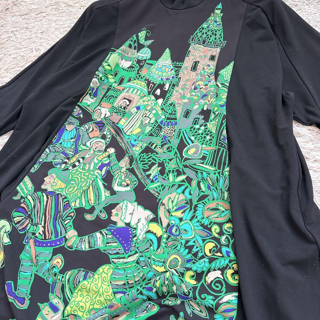 極美品✨TOKUKO 1er VOL 絵画 切り替え フレア チュニック アート