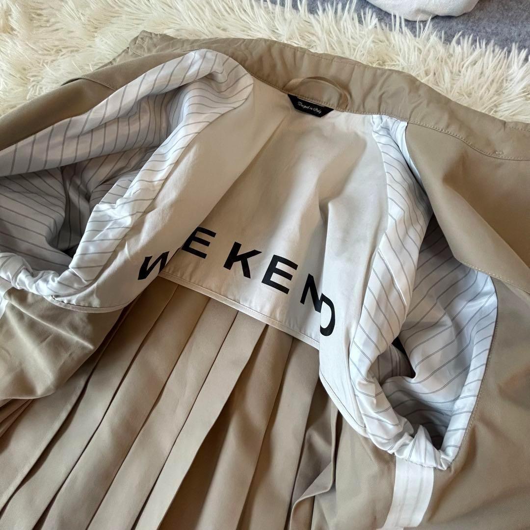 極美品　WEEKEND Maxmara ロゴプリーツステンカラーコート ベルト