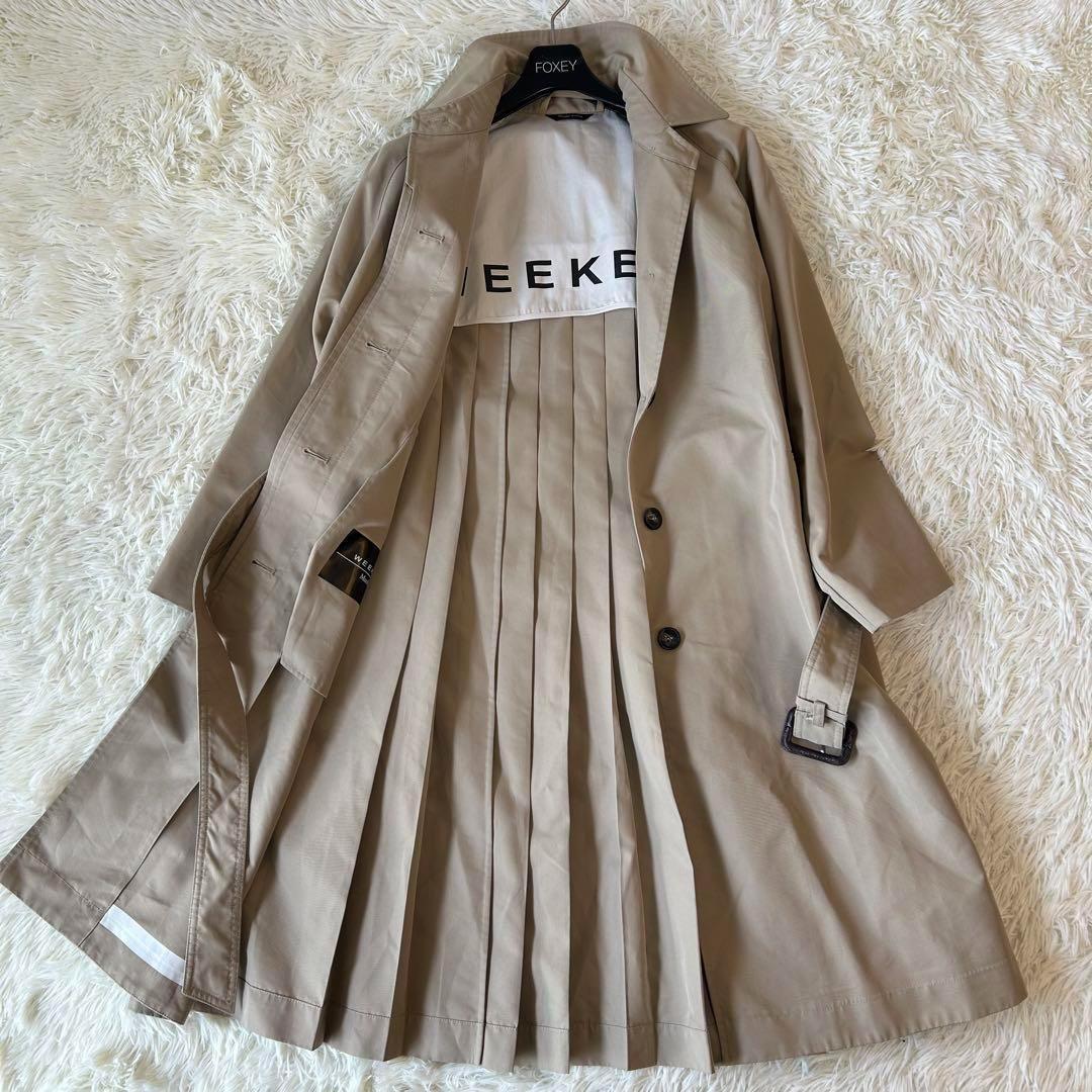 極美品　WEEKEND Maxmara ロゴプリーツステンカラーコート ベルト