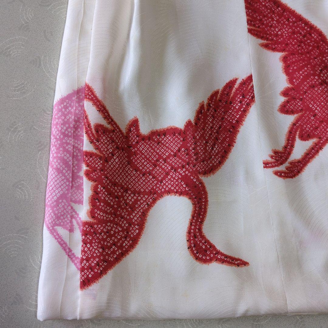 七五三３歳正絹鶴柄手縫いの被布（中綿無し）クリーニング済み