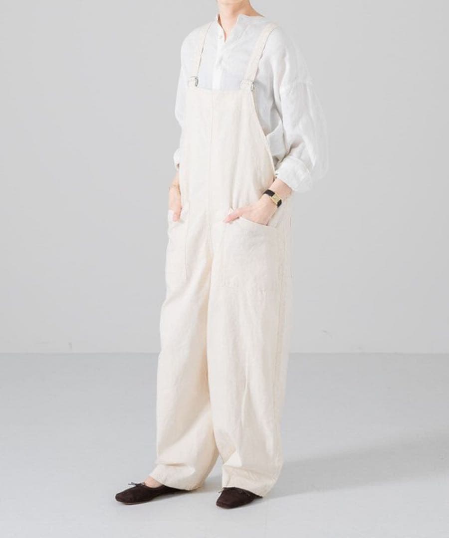 新品　かぐれ　デニムサロペット　アイボリー