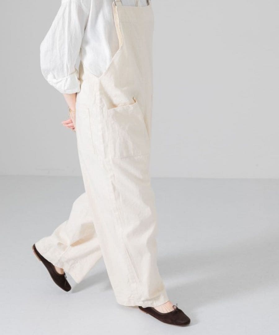 新品　かぐれ　デニムサロペット　アイボリー