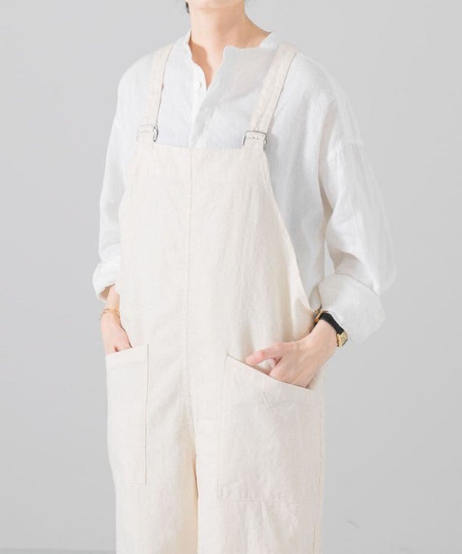 新品　かぐれ　デニムサロペット　アイボリー