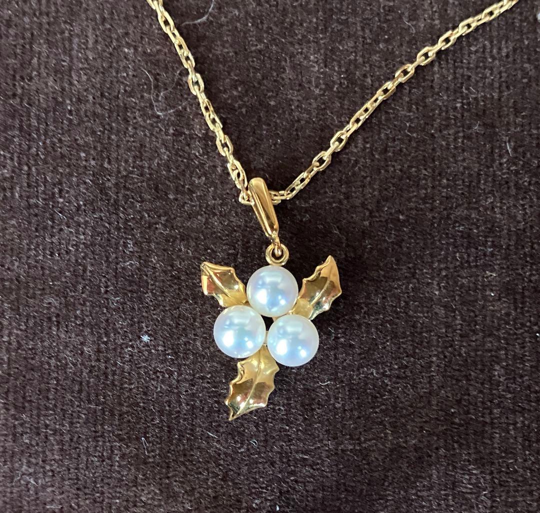 再出品【美品】ミキモト パールネックレス K18イエローゴールド
