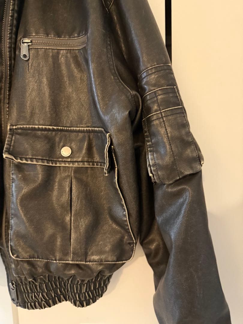 SLY ブラック　ファー襟 レザージャケットVINTAGE F ブルゾン