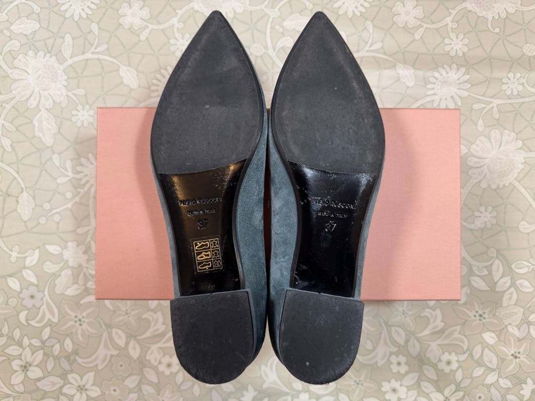 FABIO RUSCONI ブルーグレー フラットシューズ