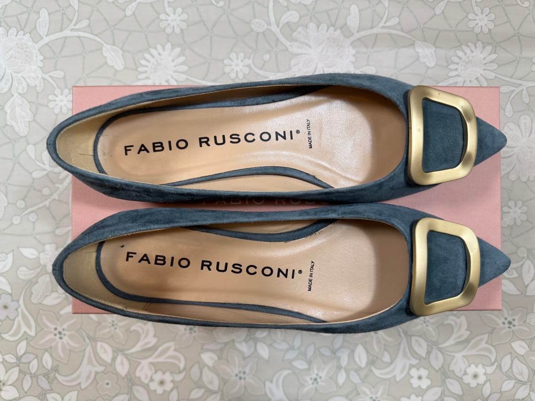 FABIO RUSCONI ブルーグレー フラットシューズ