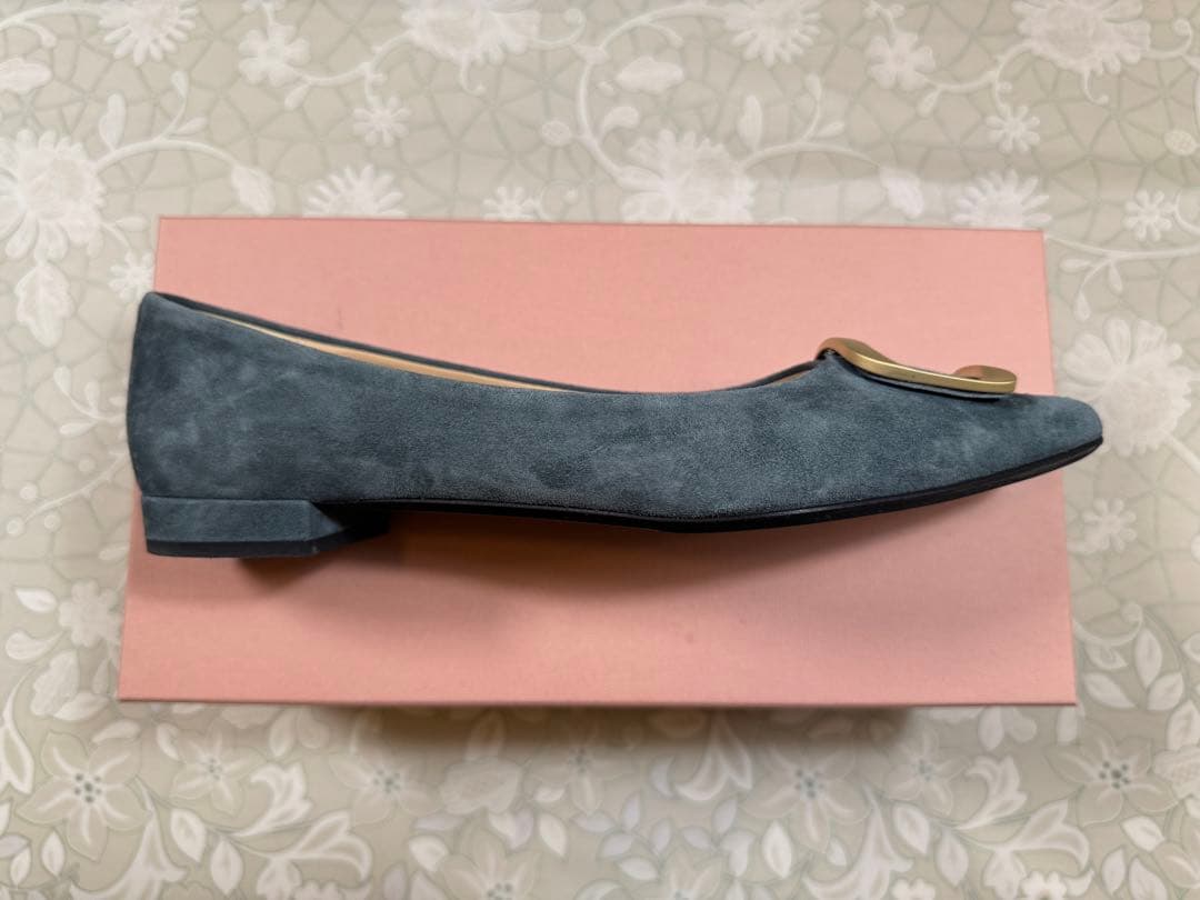 FABIO RUSCONI ブルーグレー フラットシューズ