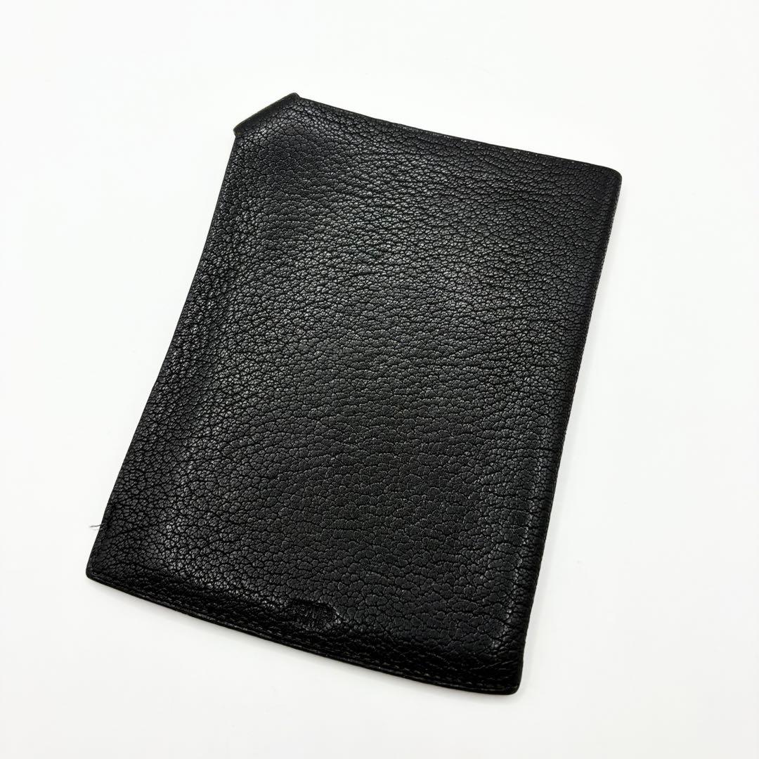 スジ HERMES エルメス　黒 タルマック　ブラック　パスポートケース