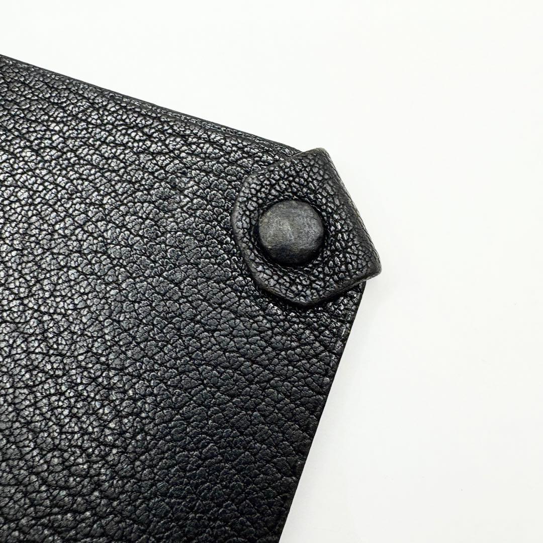 スジ HERMES エルメス　黒 タルマック　ブラック　パスポートケース