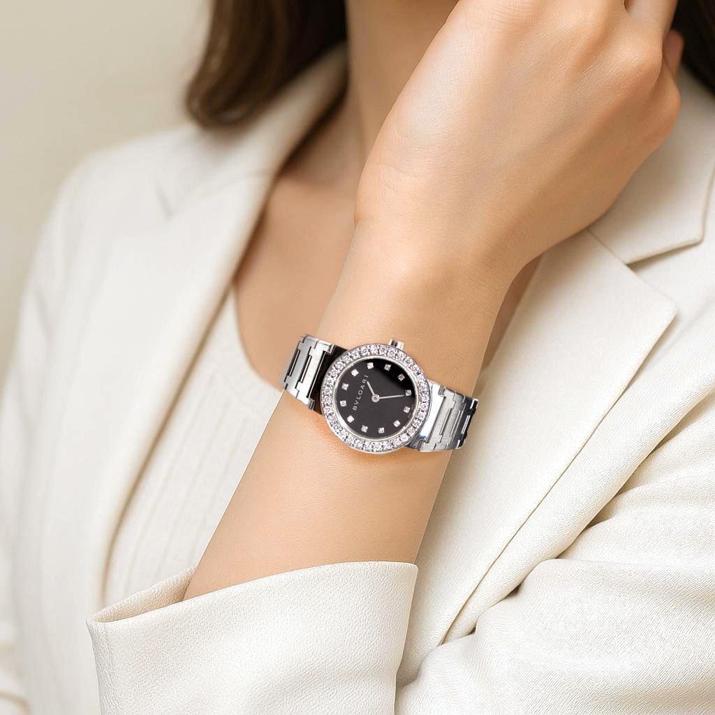 ブルガリ★BVLGARI　12P+ダイヤベゼル★ダイヤ鑑定書つき　ウォッチ
