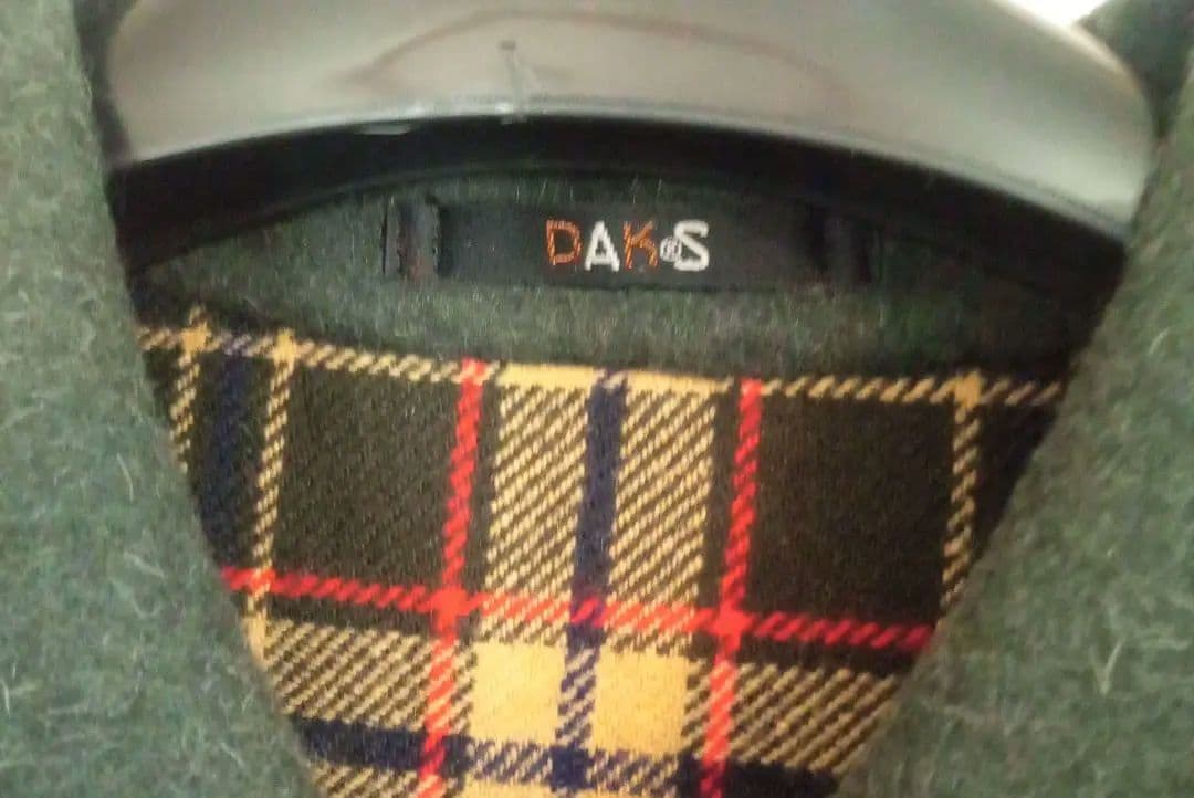 良品◎グリーン緑 チェック柄リバーシブルコートダブルブレスト　ウール11号