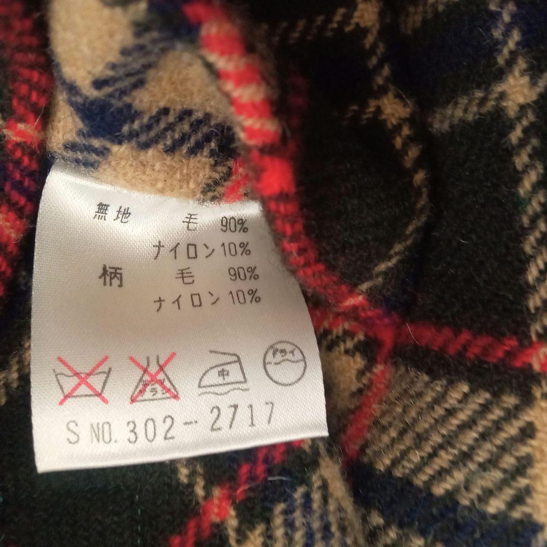 良品◎グリーン緑 チェック柄リバーシブルコートダブルブレスト　ウール11号