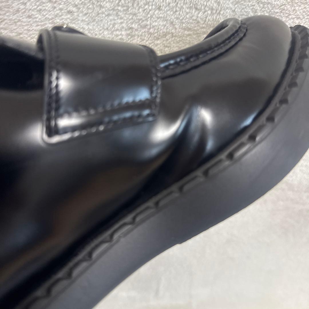 【美品】プラダ チョコレート ブラッシュドレザー ローファー 41 希少 黒