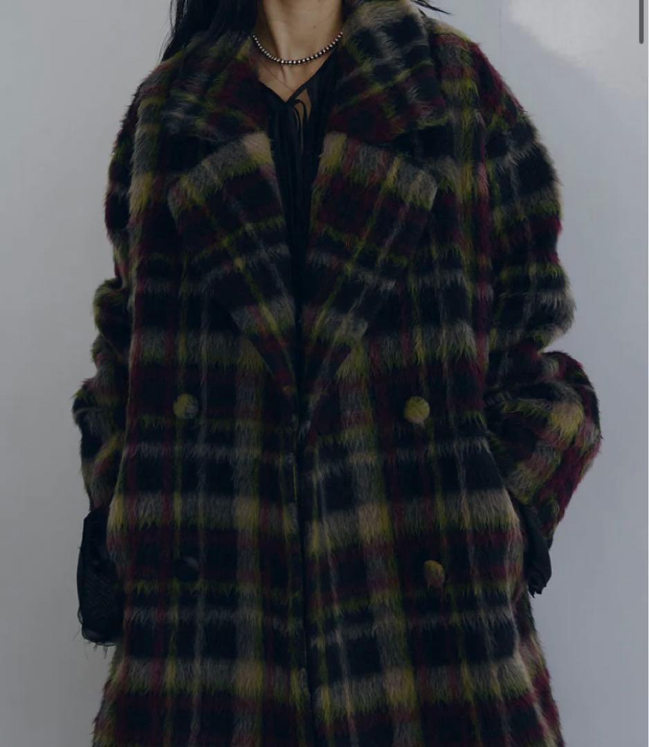 ジャケット・アウター AMERI ADORABLE SHAGGY CHECK COAT M
