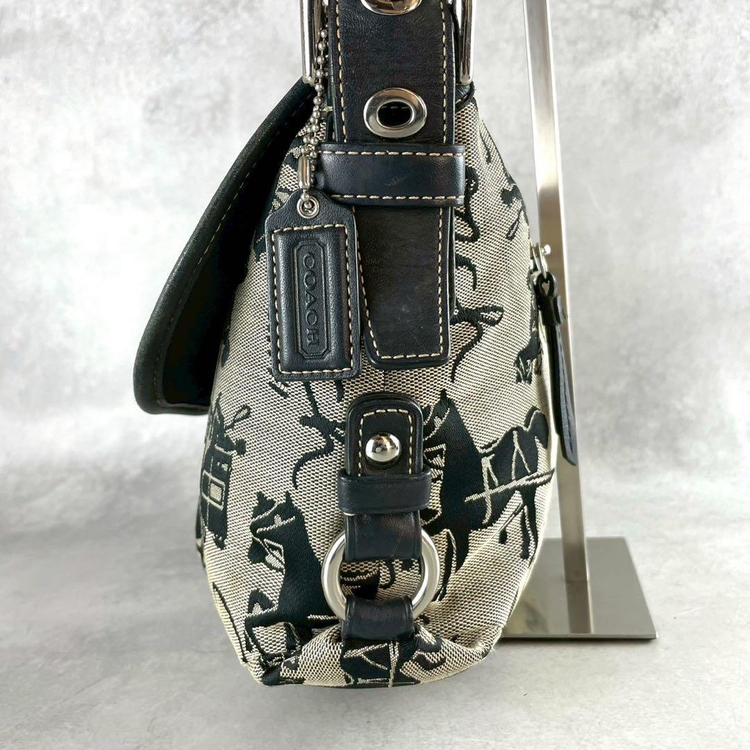 希少 美品 コーチ メッセンジャーバッグ ホースアンドキャリッジ 斜め掛け 黒