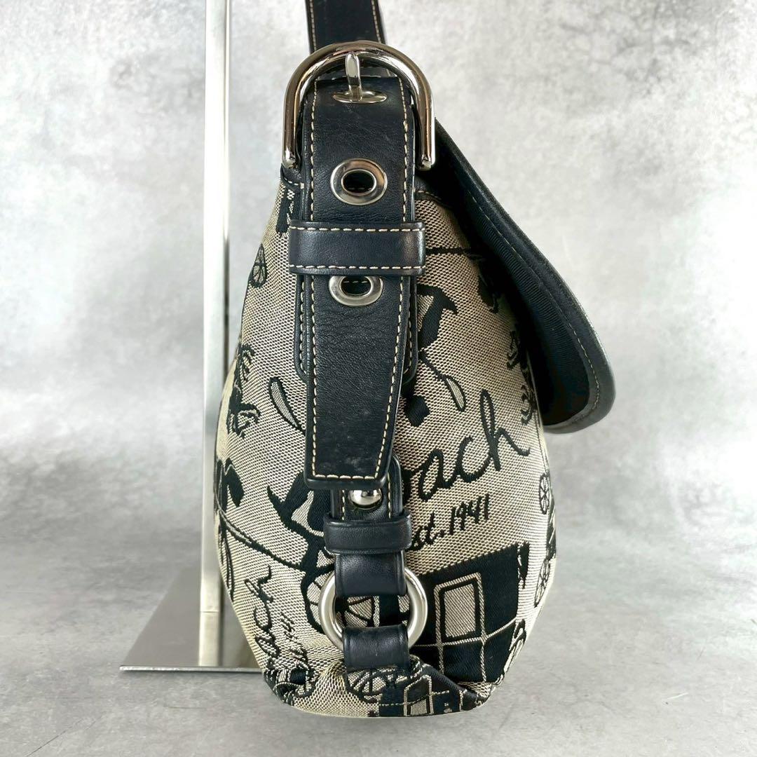 希少 美品 コーチ メッセンジャーバッグ ホースアンドキャリッジ 斜め掛け 黒