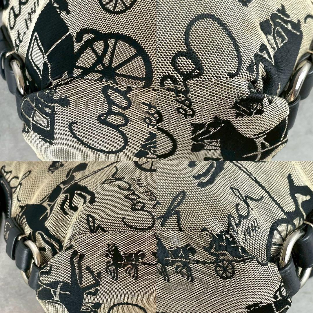 希少 美品 コーチ メッセンジャーバッグ ホースアンドキャリッジ 斜め掛け 黒