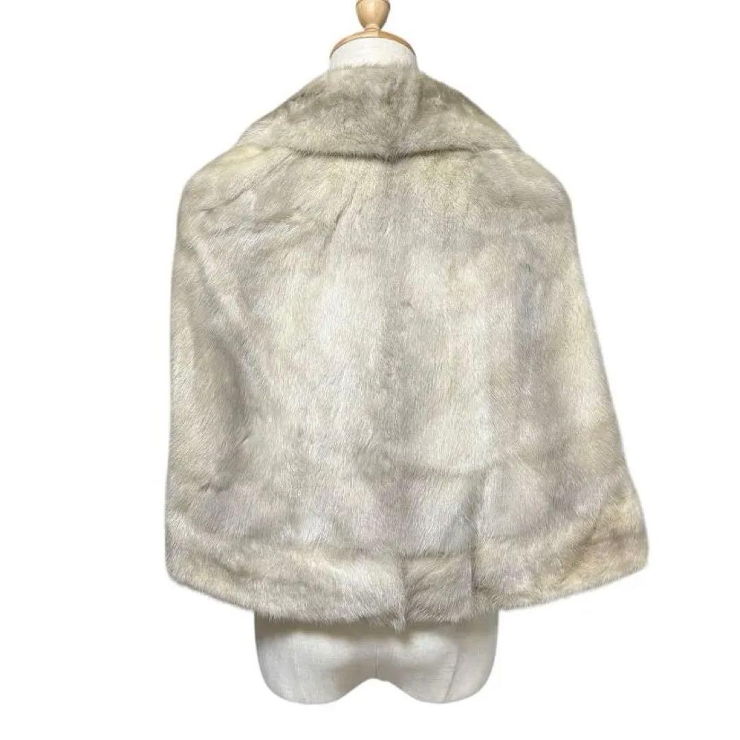 美品✨ T-K-FUR サファイアミンク ポンチョ ケープ リアルファー L相当