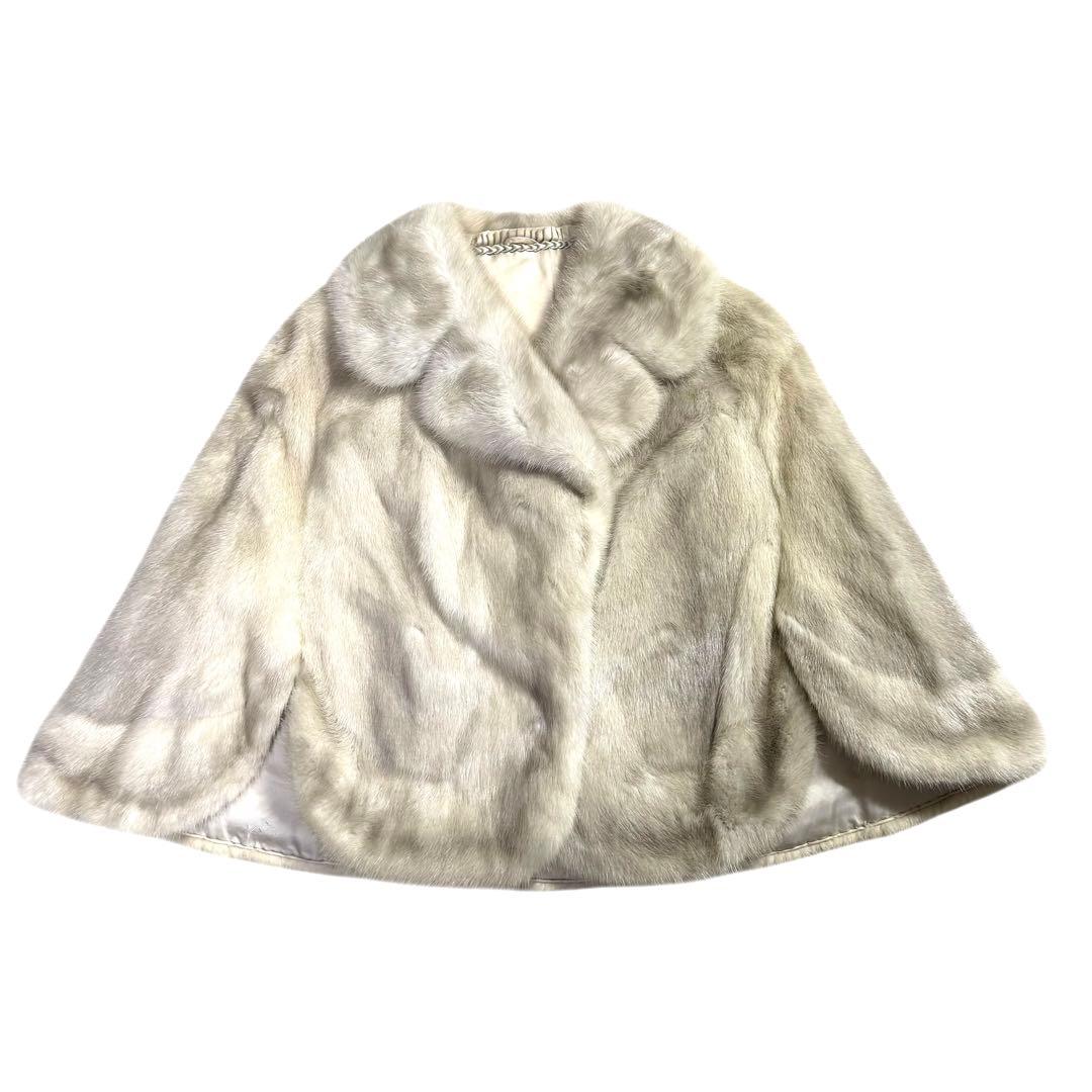 美品✨ T-K-FUR サファイアミンク ポンチョ ケープ リアルファー L相当