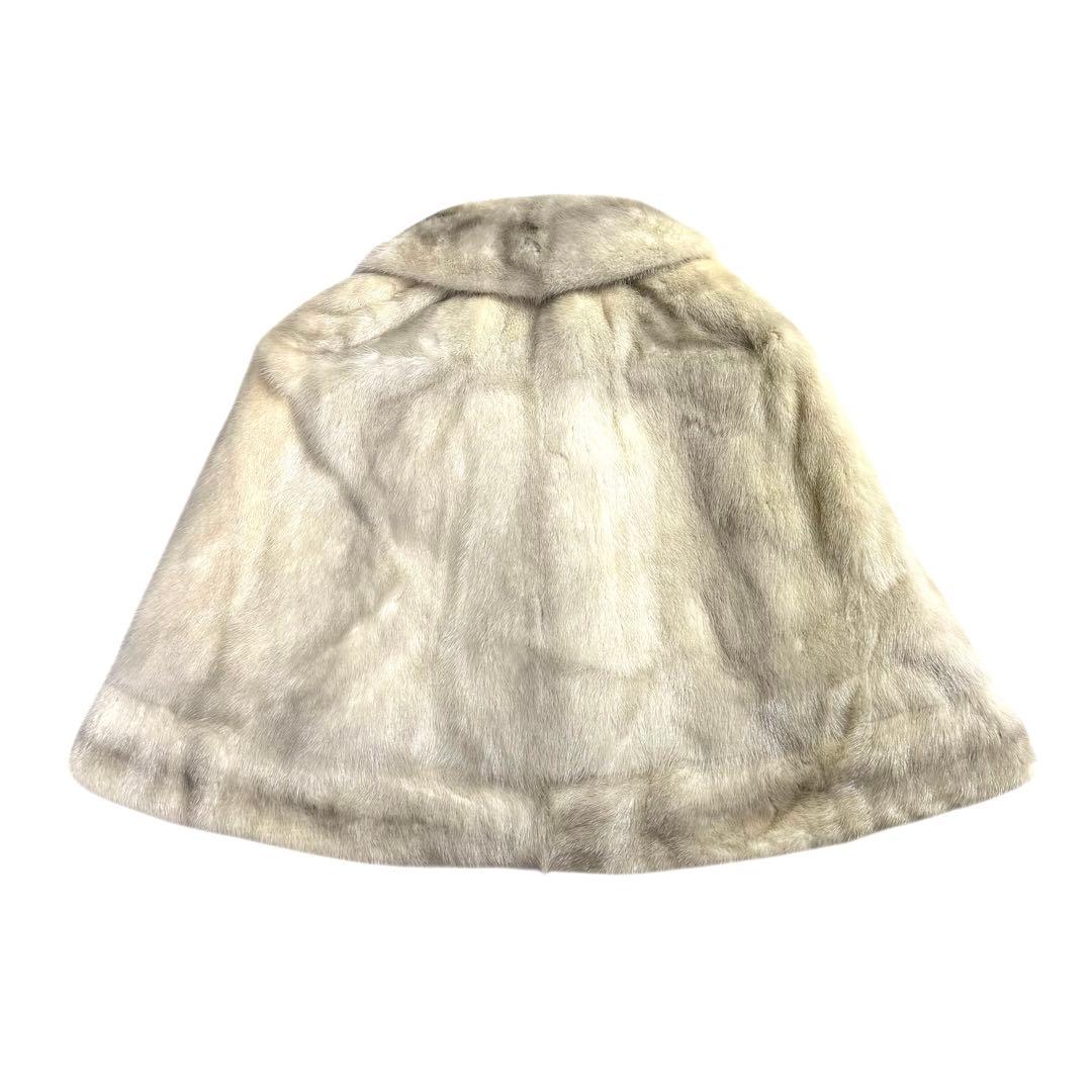 美品✨ T-K-FUR サファイアミンク ポンチョ ケープ リアルファー L相当