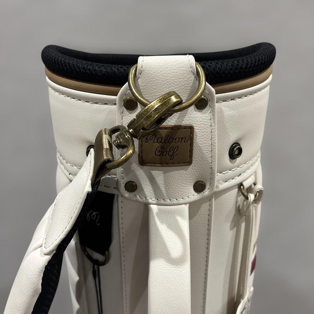 マルボンゴルフ　キャディバッグ バーガンディ/ホワイト　キャスター型