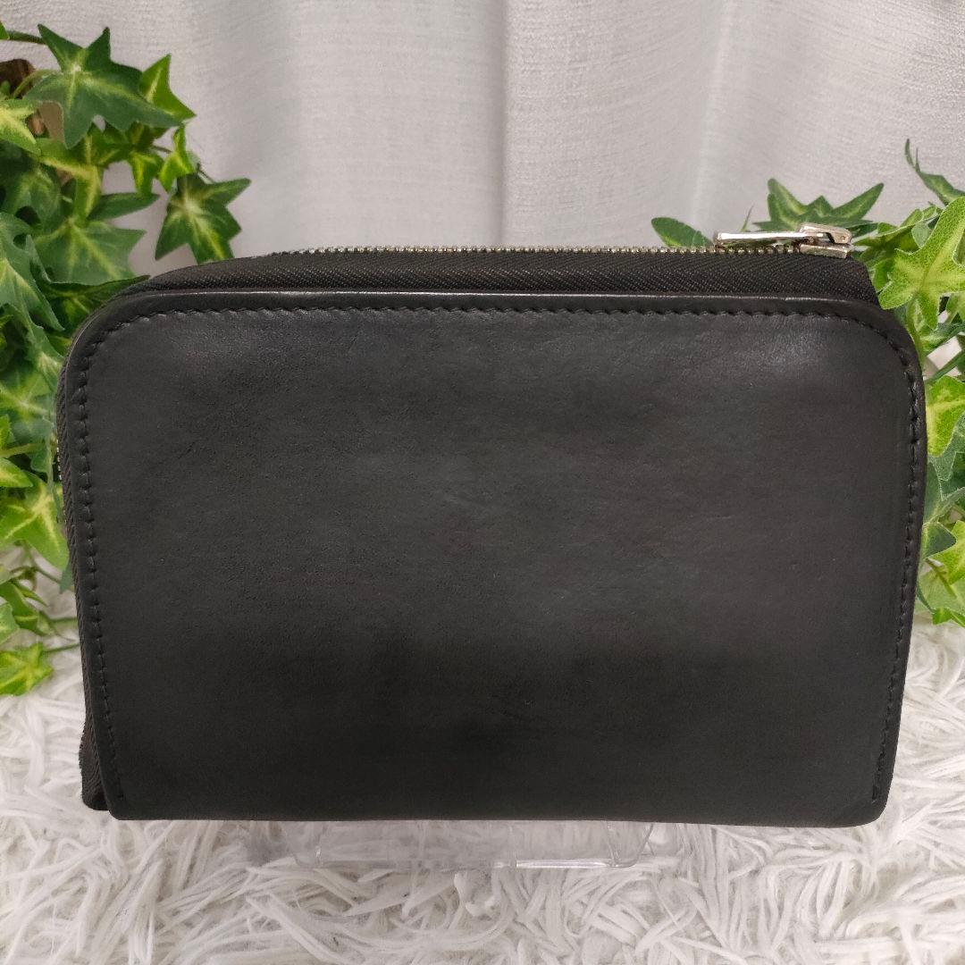 ALZUNI 二つ折り財布 ブラック レザー アルズニ 財布 黒 革 牛革