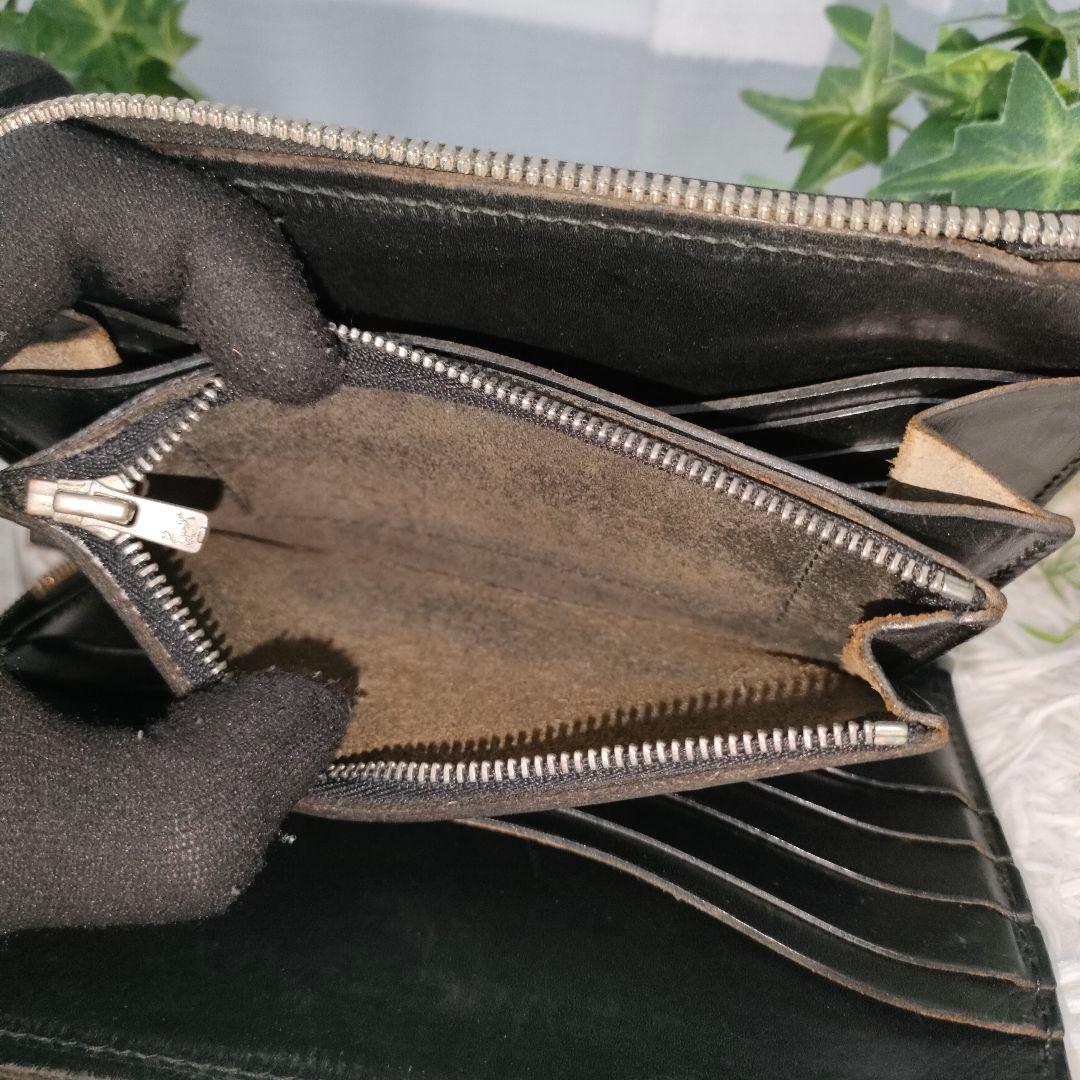 ALZUNI 二つ折り財布 ブラック レザー アルズニ 財布 黒 革 牛革